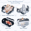 Convertible bassinet with canopy and changing table, showcasing protective mesh and rotatable toys for infants up to 3.