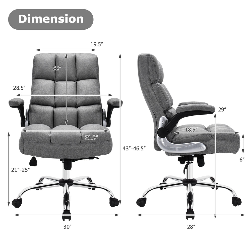 Costway Swivel Office Chair with High Back and Flip-up Arms New