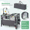 5-in-1 foldable baby nursery center in gray with adjustable armrests, storage tray, and detachable changing table for.