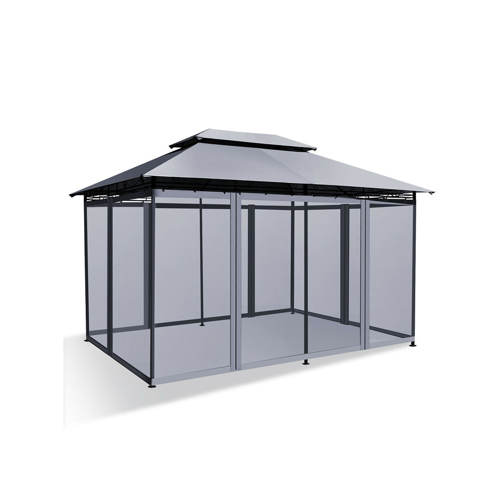 10 Feet x 13 Feet Tent Canopy Shelter with Removable Netting Sidewall-Gray - Gallery View 1 of 10