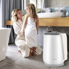 Towel warmer bucket in gray with a child lock, ideal for heating towels and bathrobes in just 5 minutes.