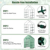 Portable 4 tier walk-in greenhouse installation steps with 8 shelves, featuring a rust-resistant metal frame.