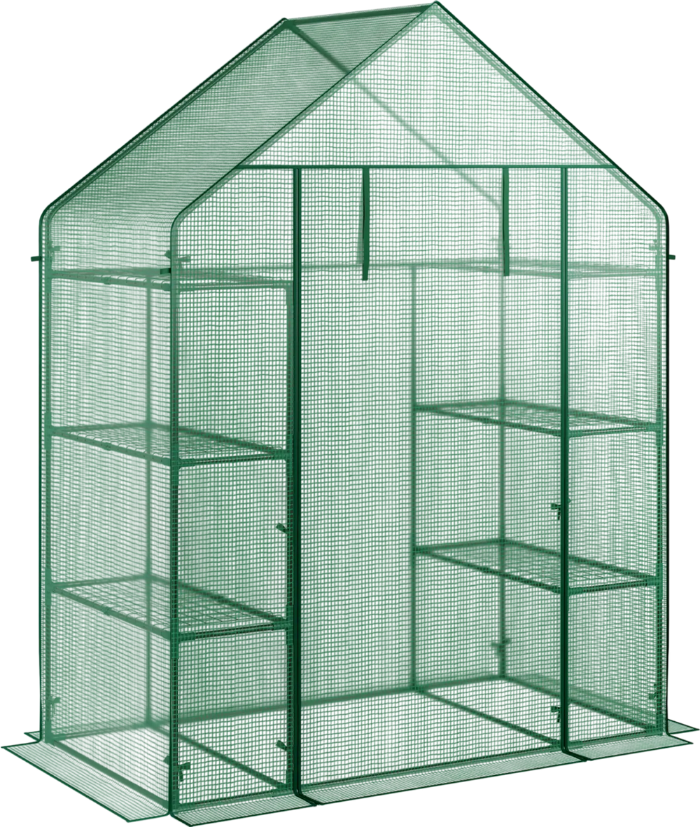 Portable 4 Tier Walk-in Plant Greenhouse with 8 Shelves