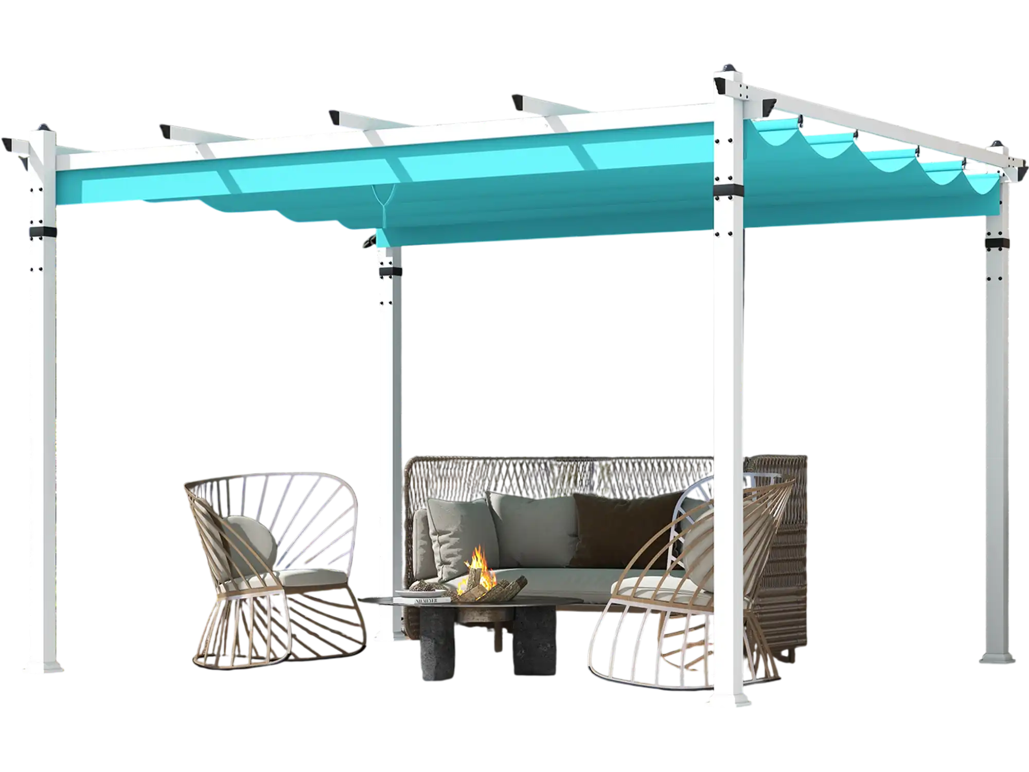 Costway Outdoor Pergola Retractable Canopy Aluminum Frame Turquoise 82176439 New
