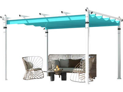 Costway Outdoor Pergola Retractable Canopy Aluminum Frame Turquoise 82176439 New