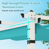 High-strength powder-coated aluminum frame of the outdoor pergola with turquoise retractable canopy, rustproof and.