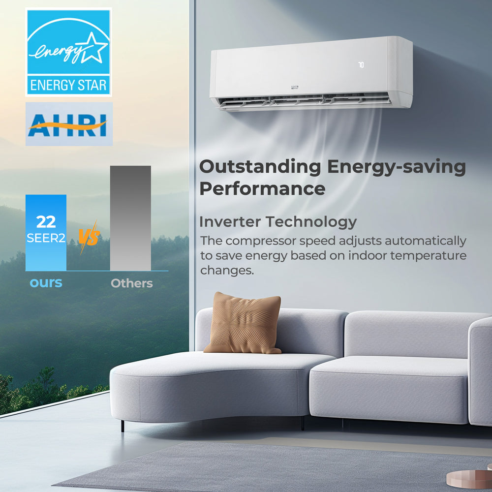 Costway 3 Zone Mini Split AC 27000BTU with Heat Pump Greenforce Series 9K 12K BTU New