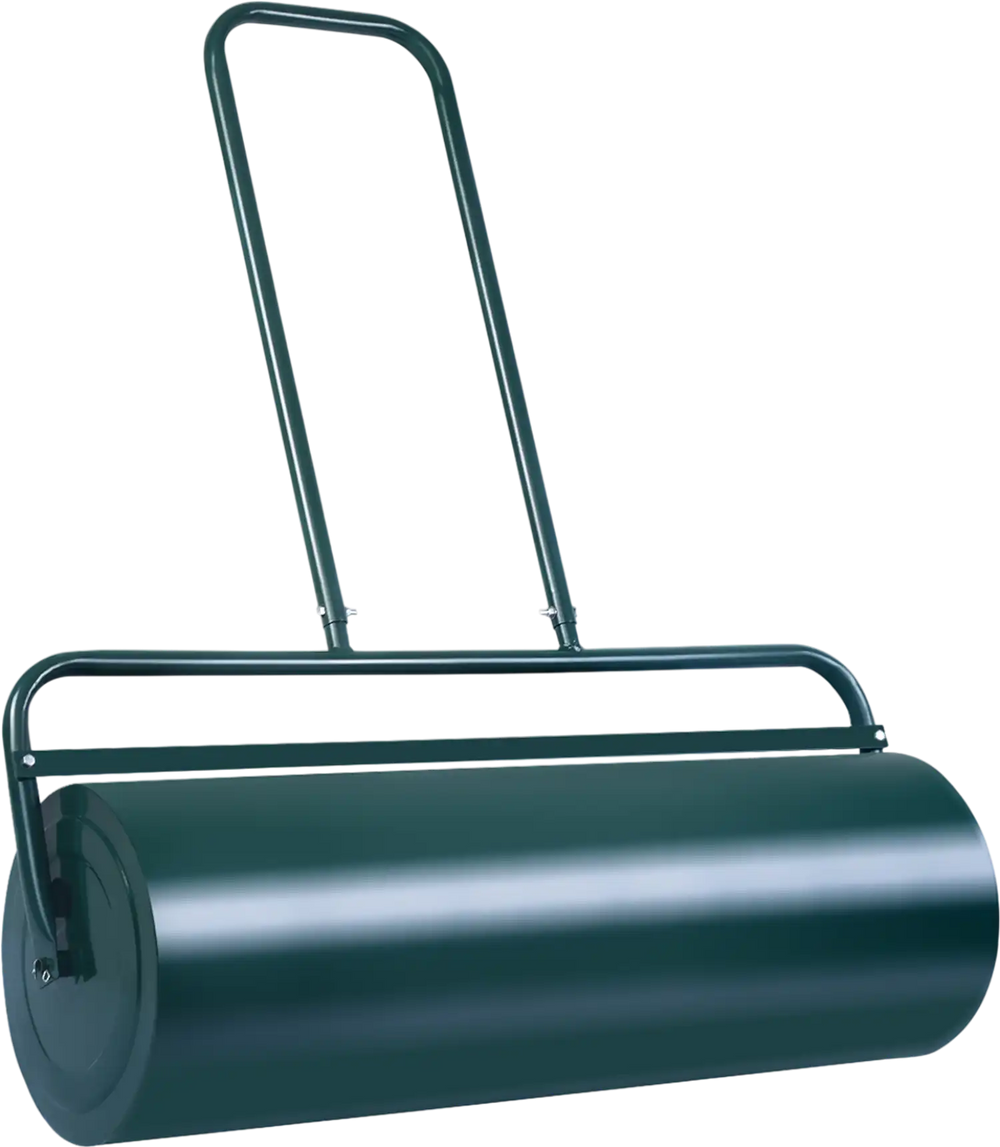 36 x 12 inches water-filled metal lawn roller with U-shaped handle, ideal for leveling gardens and patios.