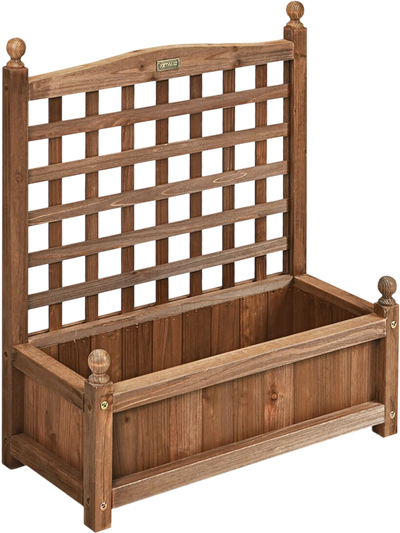Costway Wood Planter Box with Trellis Weather-Resistant Outdoor 50739642 New