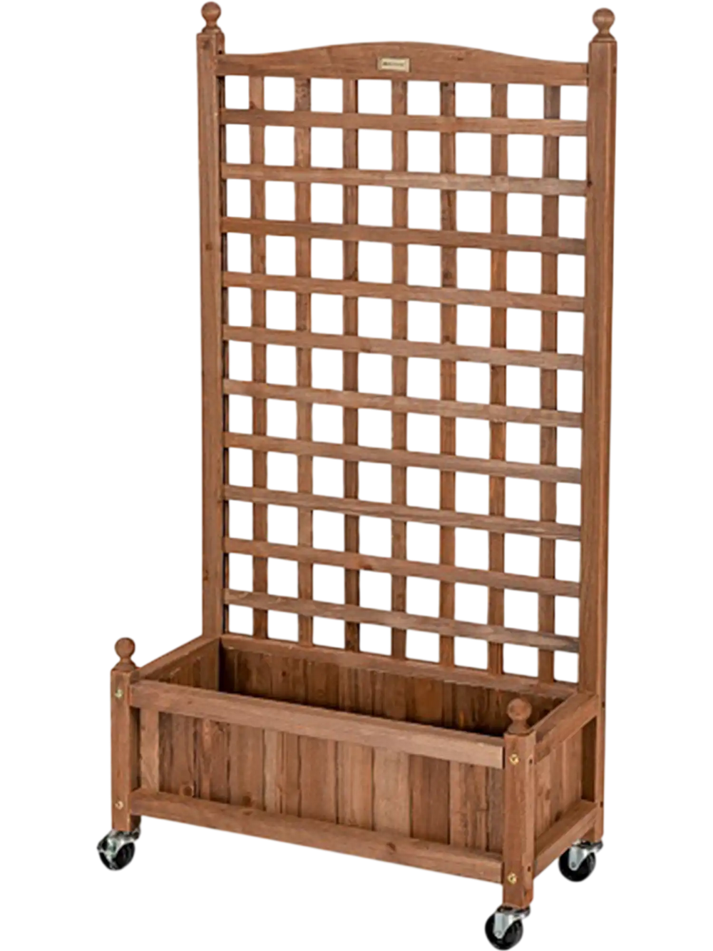 50 Inch Wood Planter Box with Trellis Mobile Raised Bed for Climbing Plant