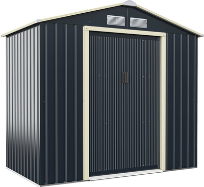 Costway Metal Storage Shed 7' x 4' with Sliding Double Lockable Doors New