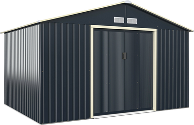Costway Metal Storage Shed 11' x 8' with Sliding Double Lockable Doors New
