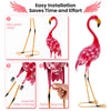 2-piece flamingo garden statue set with U-shaped stakes, featuring rustproof metal and easy installation for charming.