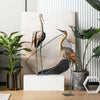 Set of 2 metal crane garden statues with detailed feathers, perfect for charming backyard or lakeside decoration.