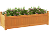 Wooden rectangular garden bed made of fir wood with drainage system, ideal for outdoor planting in gardens or balconies.