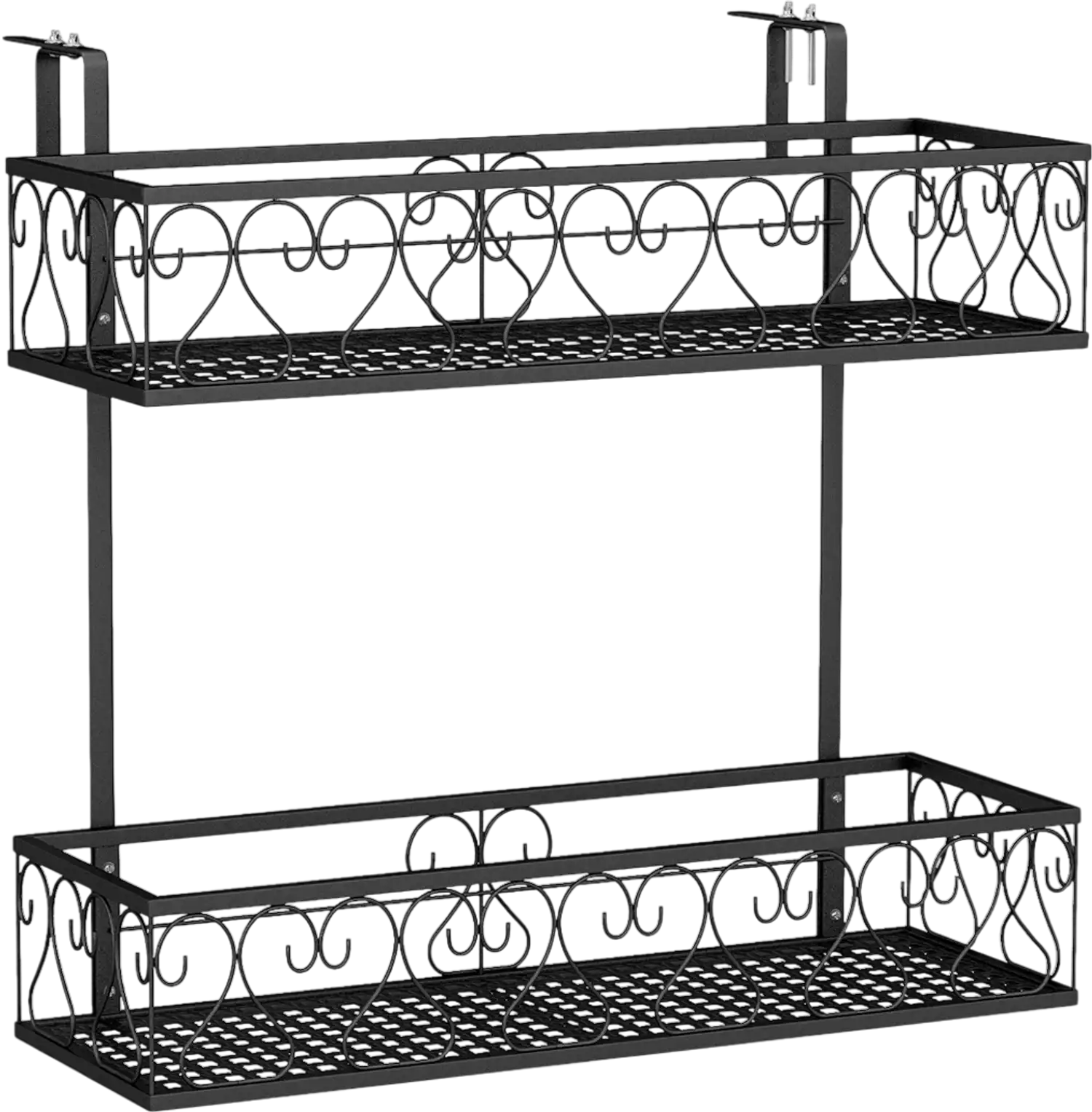 Costway 2-Tier Flower Pot Holder Plant Stand w/ Adjustable Hooks & 2 Planter Baskets 64537298 New