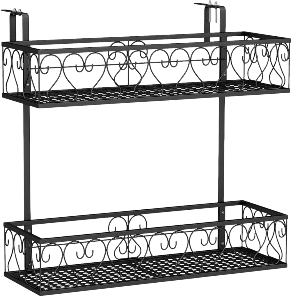 Flower Pot Holder with Adjustable Hooks and 2 Planter Baskets
