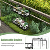 Flower pot holder with adjustable hooks and two planter baskets, designed for railings, ideal for patios and porches.