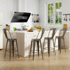 Set of 4 Bar Height Chairs Stackable Metal Bar Stools with Removable Backrest-Gun - Gallery View 1 of 10