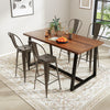 Set of 4 stackable metal bar height chairs with removable backrests, featuring a gun finish, ideal for dining or cafes.