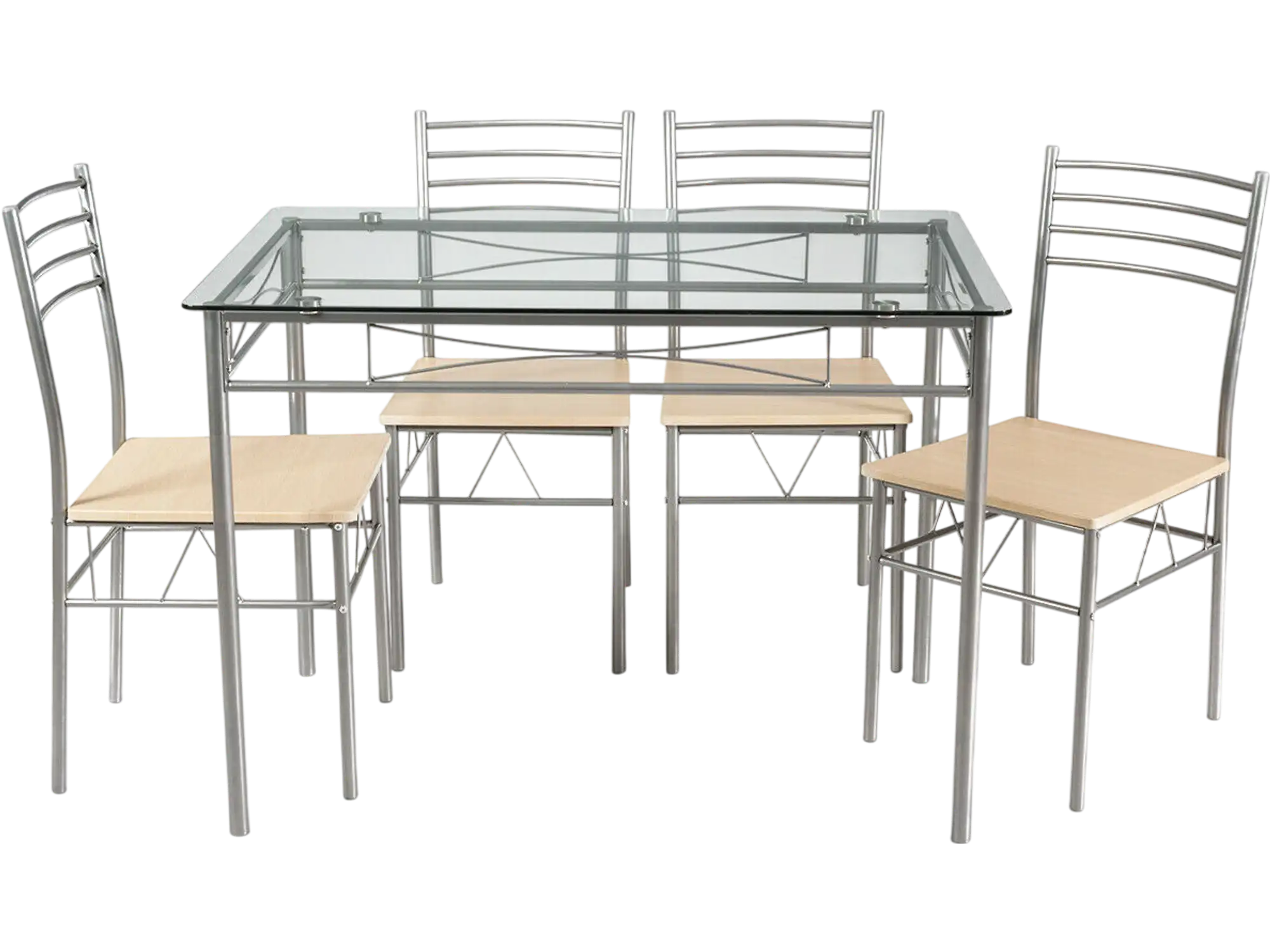 Costway 5-Pc Glass Dining Table & 4 Chairs Set 09563748 New