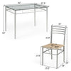 Dining set featuring a glass table and four high back chairs, designed for durability and easy cleaning in modern.