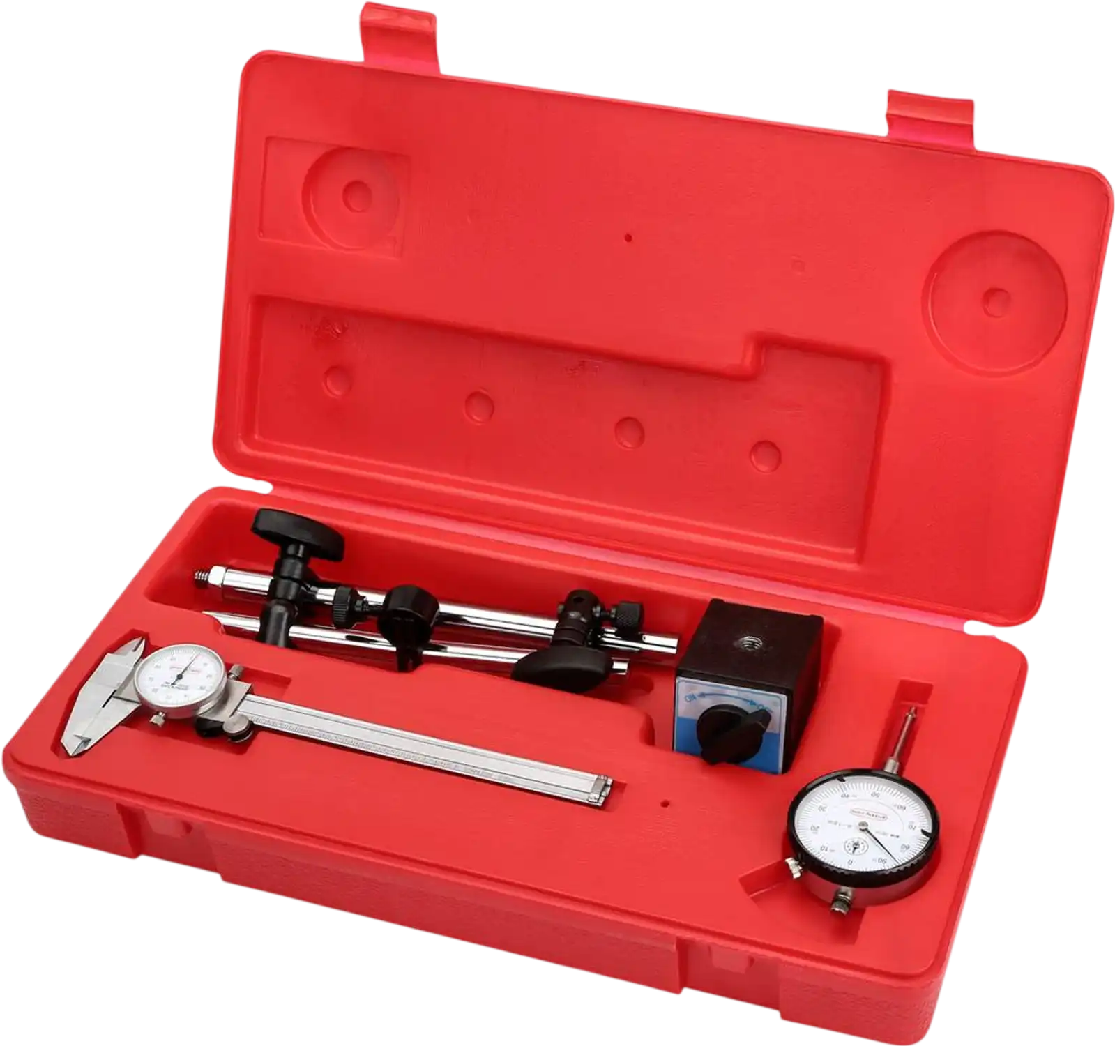 Grizzly H3022 Measuring Instruments Magnetic Base Dial Indicator Caliper Combo Pk New