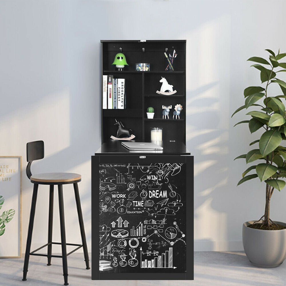 Convertible Wall Mounted Table with A Chalkboard-Black - Gallery View 1 of 13