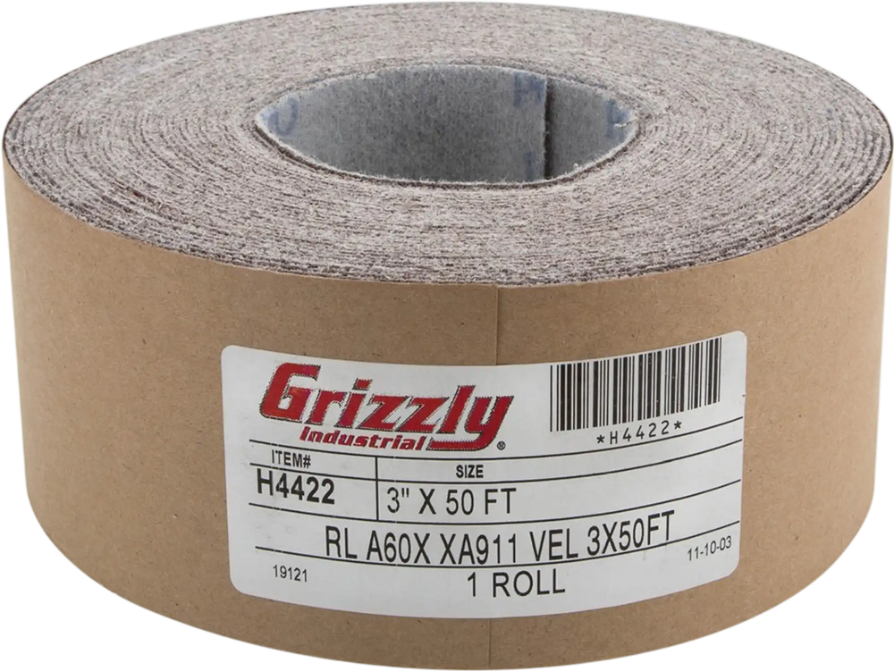 Grizzly H4422 - 3" x 50' A/O Sanding Roll 60 Grit, H&L