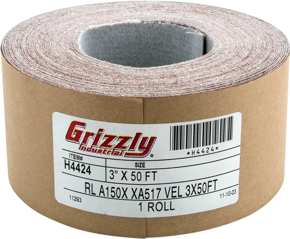 Grizzly H4424 - 3" x 50' A/O Sanding Roll 150 Grit, H&L