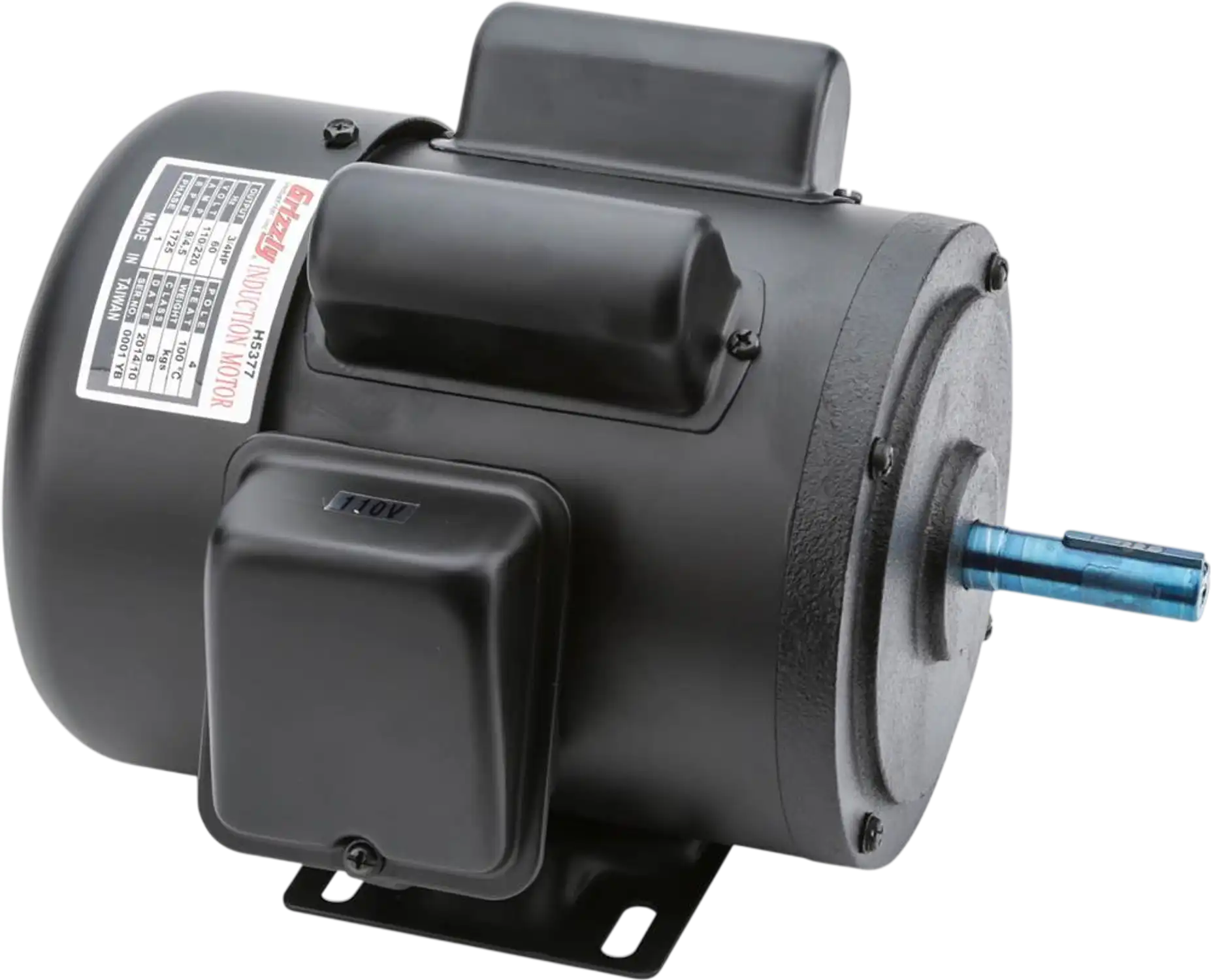 Grizzly H5377 Motor 3/4 HP Single-Phase 1725 RPM TEFC 110V/220V New