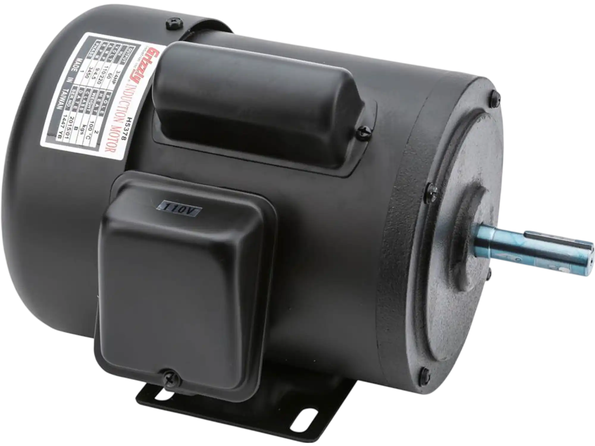 Grizzly H5378 Motor 3/4 HP Single-Phase 3450 RPM TEFC 110V/220V New