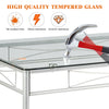 Tempered glass tabletop detail of a 5-piece dining set with a sturdy metal frame, ideal for modern kitchens and.