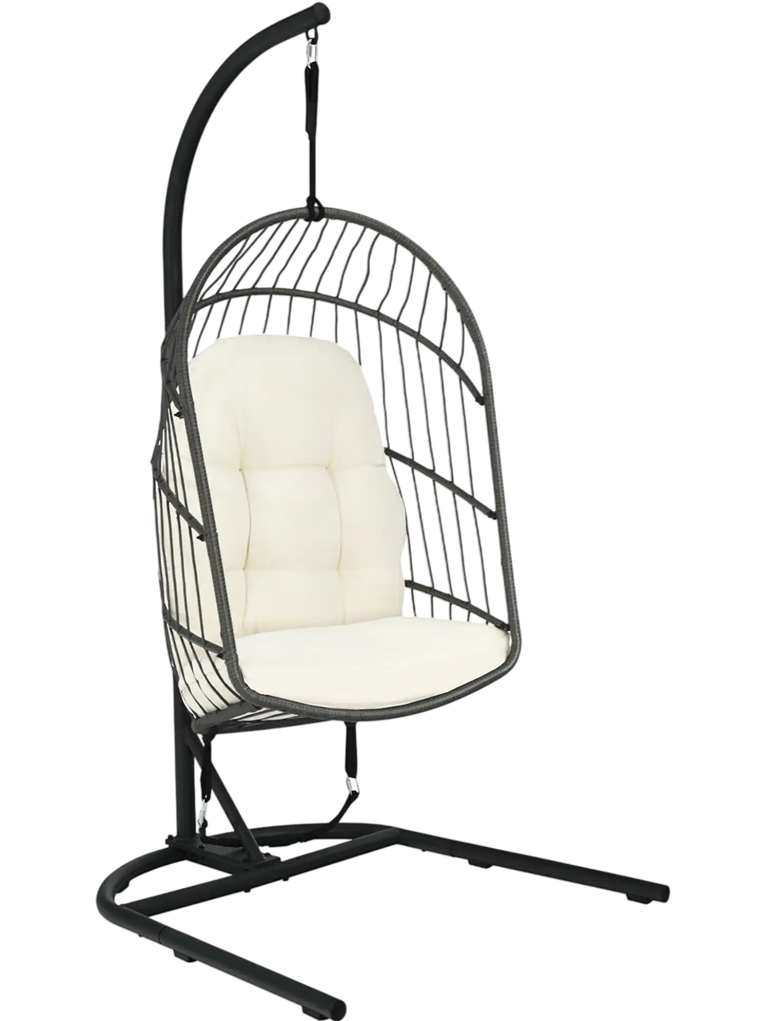 Costway Hanging Wicker Egg Chair w/ Stand Cushion 74096185 New