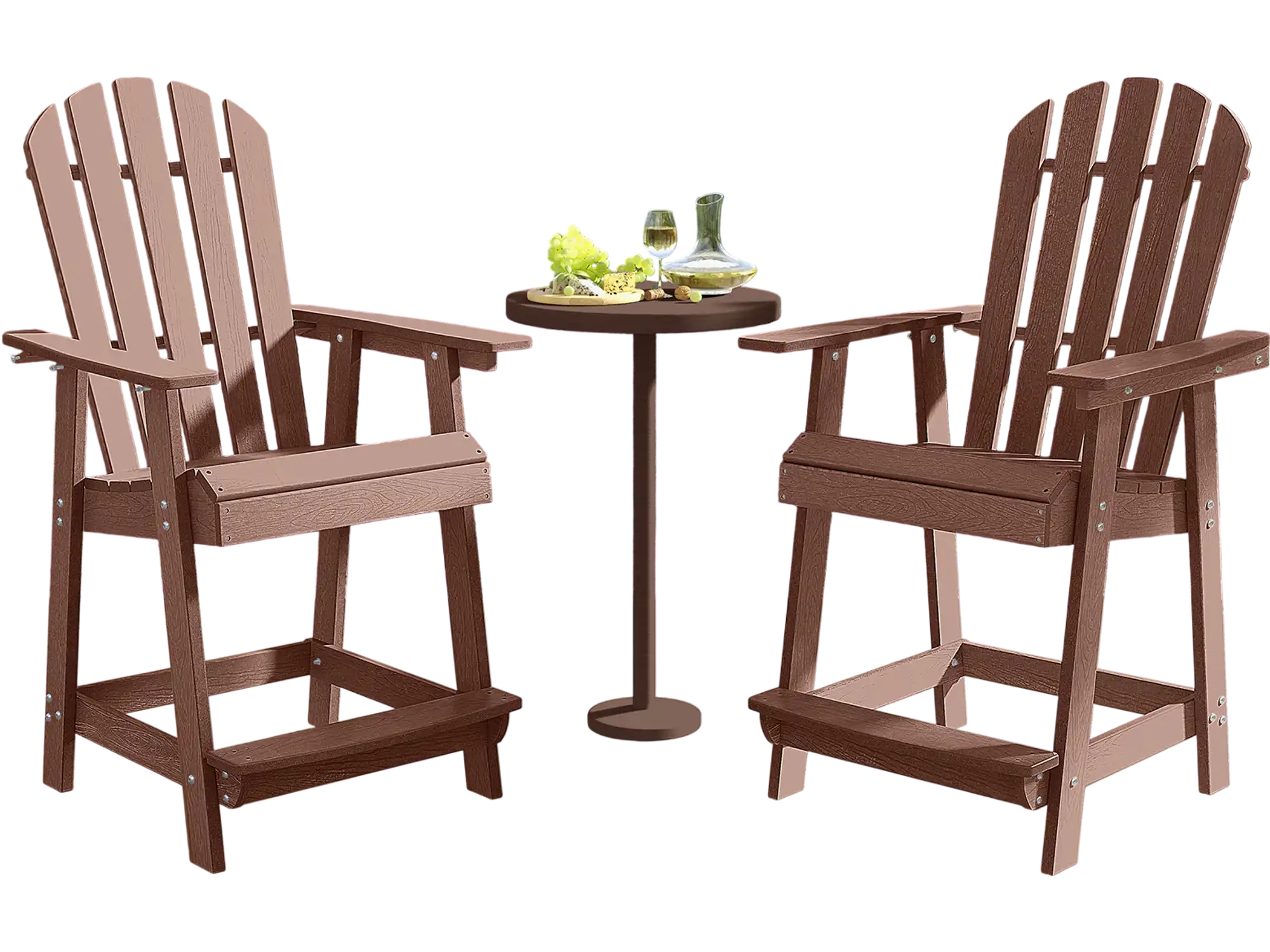 Costway HDPE Adirondack Ottoman Patio Chair Armrest Footrest Coffee 19764583 New