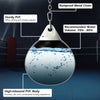 18-inch heavy punching water aqua bag with adjustable metal chain, made of durable PVC for home and gym use.