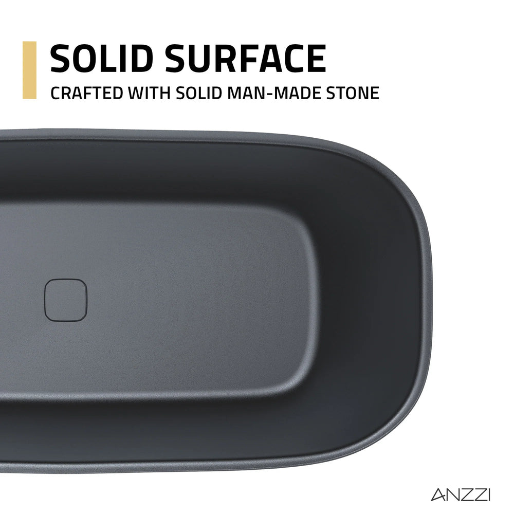 Anzzi Deep Soaking Bathtub 67 x 32 in. Rectangle Freestanding Stone Resin New