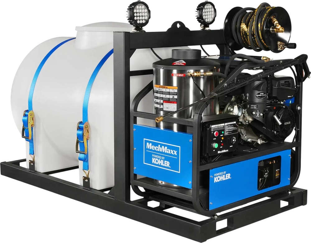 4000 PSI 4 GPM KOHLER E-Start Engine Hot Water Pressure Washer Skid Mounted with 245 Gal Tank,  HPW40KBT