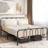 Full/Queen size metal bed frame showcasing the elegant headboard and footboard, perfect for stylish dormitory or.