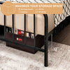 Full/Queen size metal bed frame with headboard, featuring 12" storage space underneath for shoes and storage boxes.