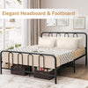Full/Queen size metal bed frame with elegant headboard and footboard, featuring rustproof finish and under-bed storage.