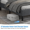 Twin size upholstered bed frame with button tufted headboard and under-bed storage for organized bedroom space.