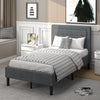 Twin size upholstered bed frame with button tufted headboard, featuring breathable fabric and under-bed storage for.