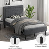Twin size upholstered bed frame with button tufted headboard, featuring adjustable foot pads for stability and.