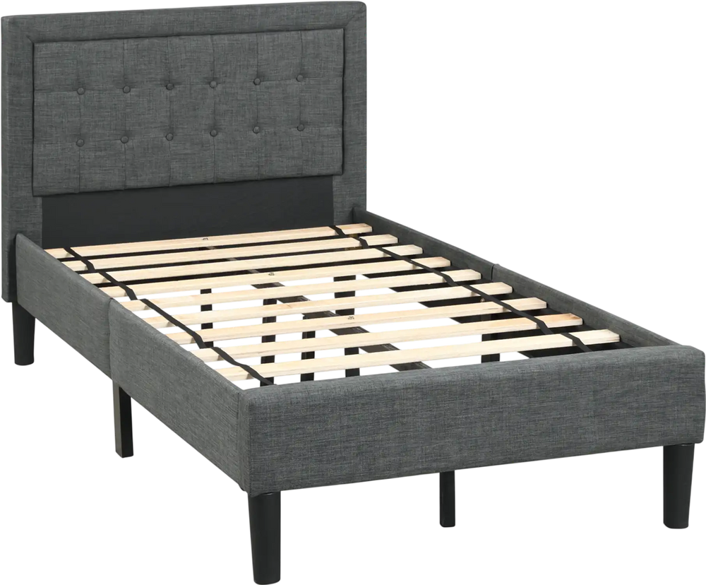 Twin Size Upholstered Bed Frame with Button Tufted Headboard