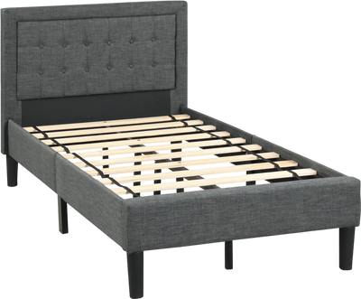 Costway Twin Upholstered Bed Frame Button Tufted Headboard 80613524 New