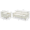 Adjustable headrest modern sofa set in white with dimensions, perfect for small rooms and stylish living spaces.