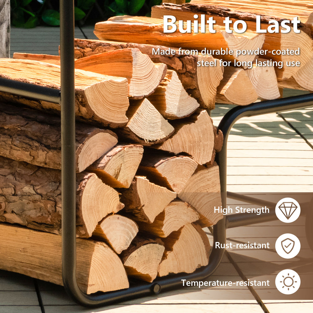 Firewood log cart carrier with durable steel frame and wear-resistant wheels, ideal for easy indoor and outdoor log.