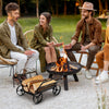 Compact firewood rack with wheels in rustproof steel, ideal for elegant indoor or outdoor firewood storage.