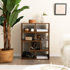 Brown console TV stand showcasing open compartments and a spacious top, designed for TVs up to 65 inches, perfect for.